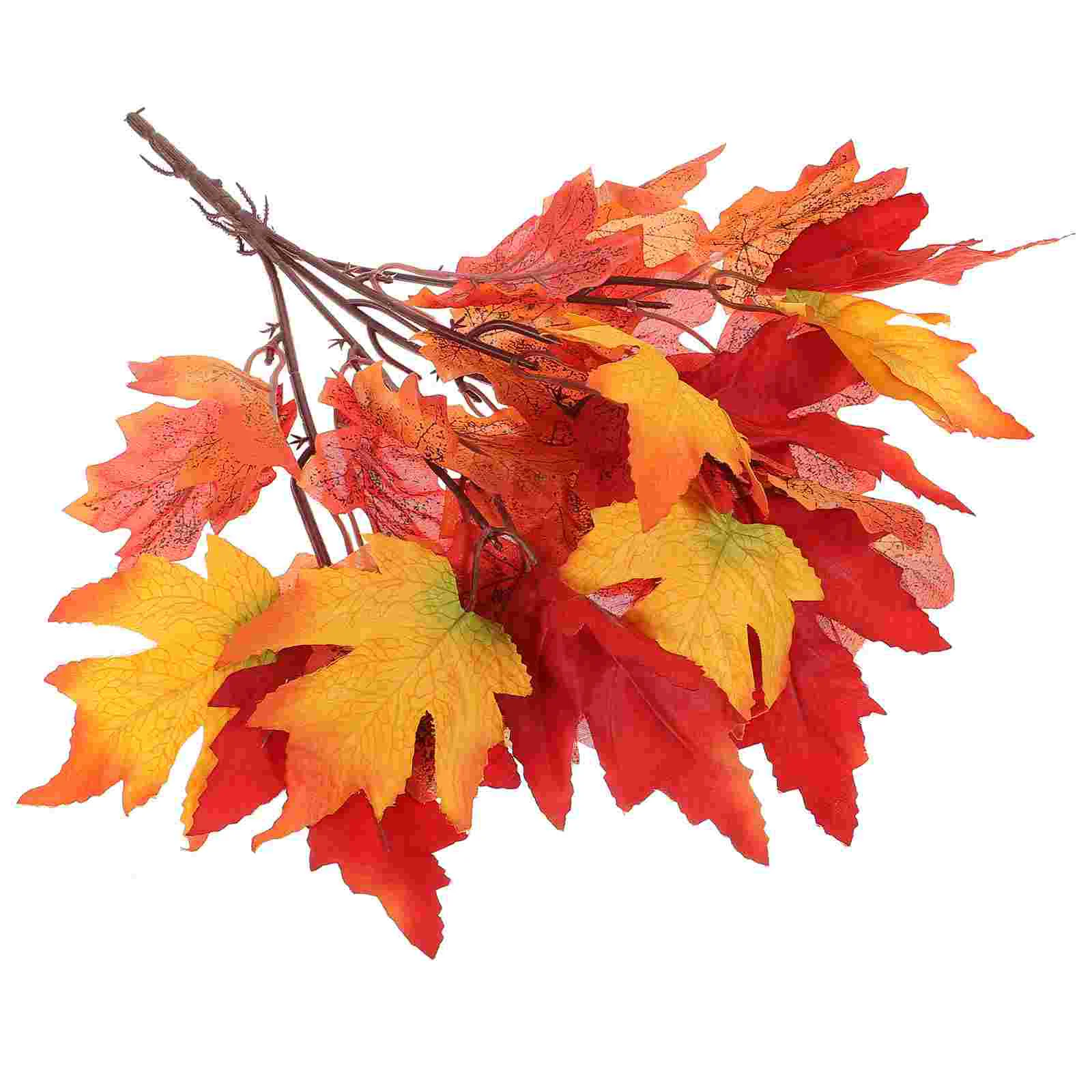 

Artificial Maple Leaf Fake Pick Ornament Home Decor Dining Table Leaves Stem Fall Branch Plastic Decorative Planta