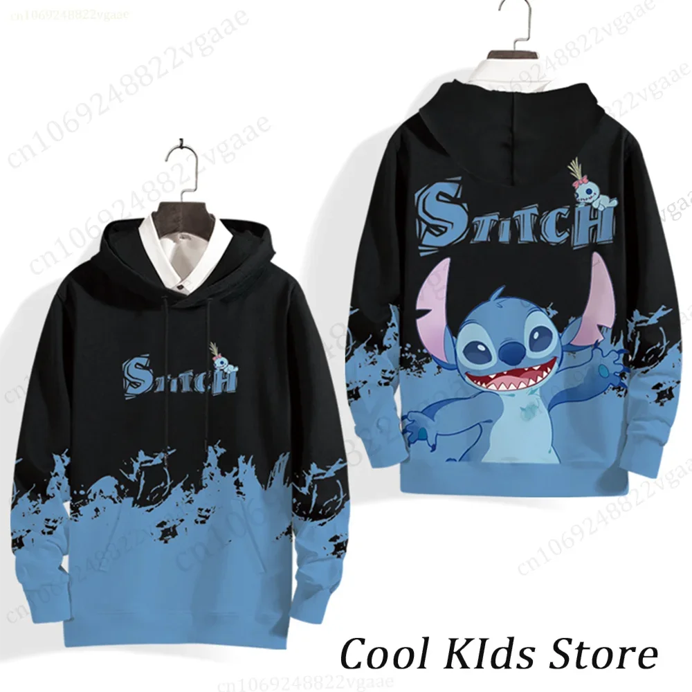 Disney Stitch And Angel Couple Hoodie Kids Men Women Hoodie Girls Boys Cartoon Children Long Sleeve Coat Top Pullover Sweatshirt