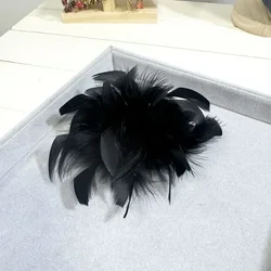 Suqi European and American Retro Large Feather High-end Women's Brooch Chest Flower Pin Natural Dress Hat Decoration Corsage