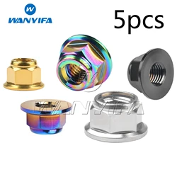 Wanyifa Titanium Nut M6 M8 M10 M12 Lock Nuts Locking Flange for Bicycle Motorcycle 5pcs