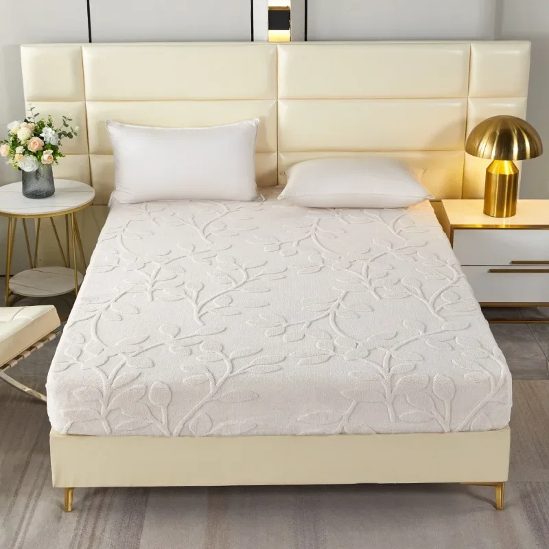 

2024 new high-end light luxury thickened and enlarged warm 280 grams single-sided jacquard Shu cotton velvet leaf mattress