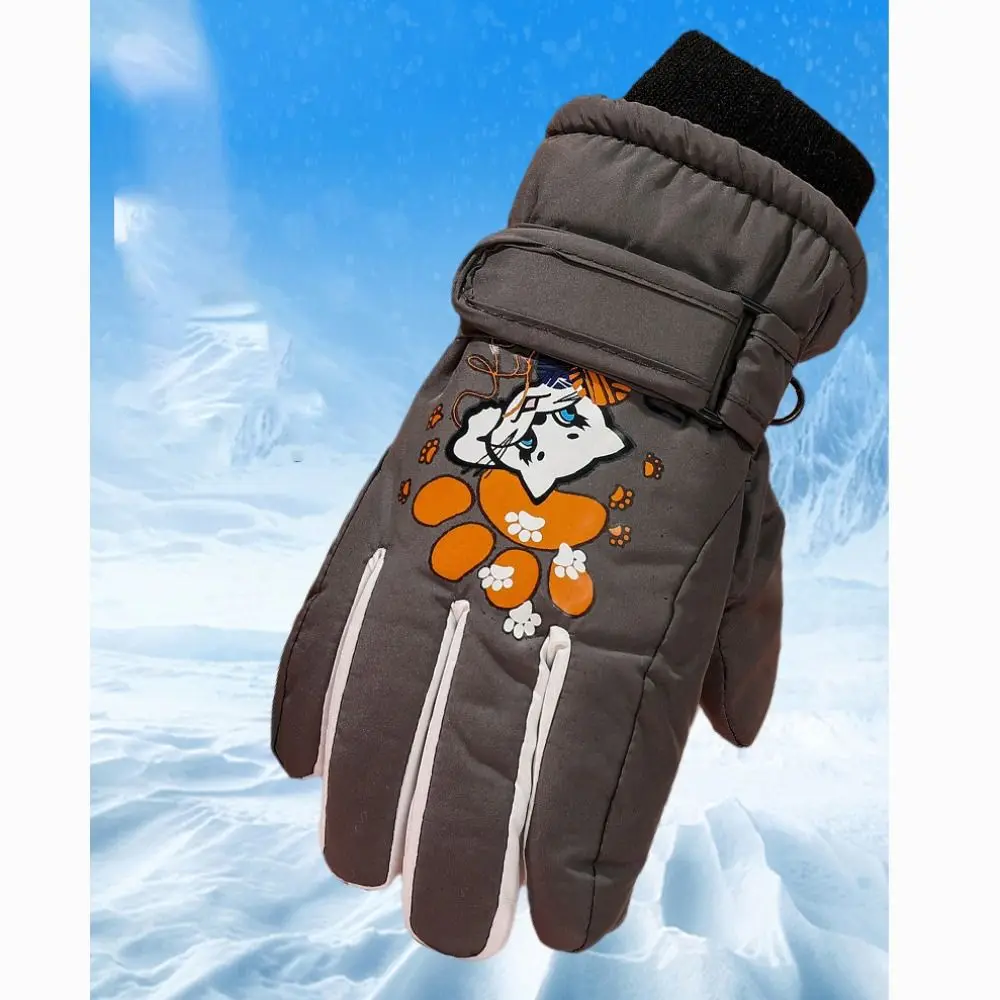 Waterproof Children Winter Ski Gloves Finger Warmer Snow Snowboard Thicken Mittens Anti-slip 5-10 Years Old Kids Glove