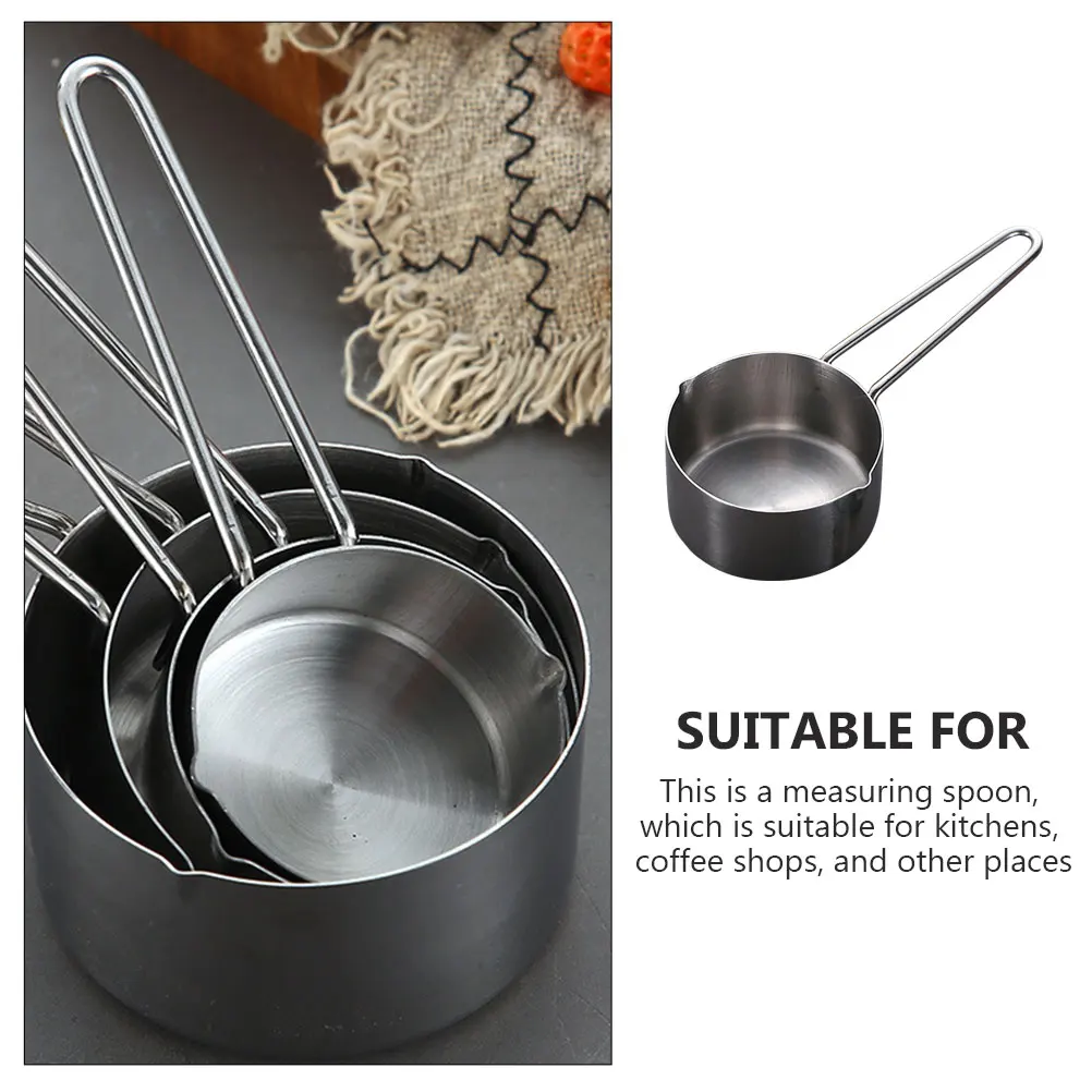 

Stainless Steel Spoon Set Coffee Baking Scoop Silver Small Kitchen Spice Seasoning Tool Easy Storage Portable Reusable