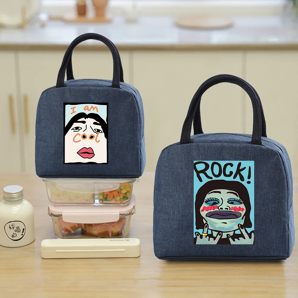 

High Capacity Insulated Lunch Bag Funny Print Strong Stitched Handles and Durable Fabric Suitable for Daily Work and Outdoor Use