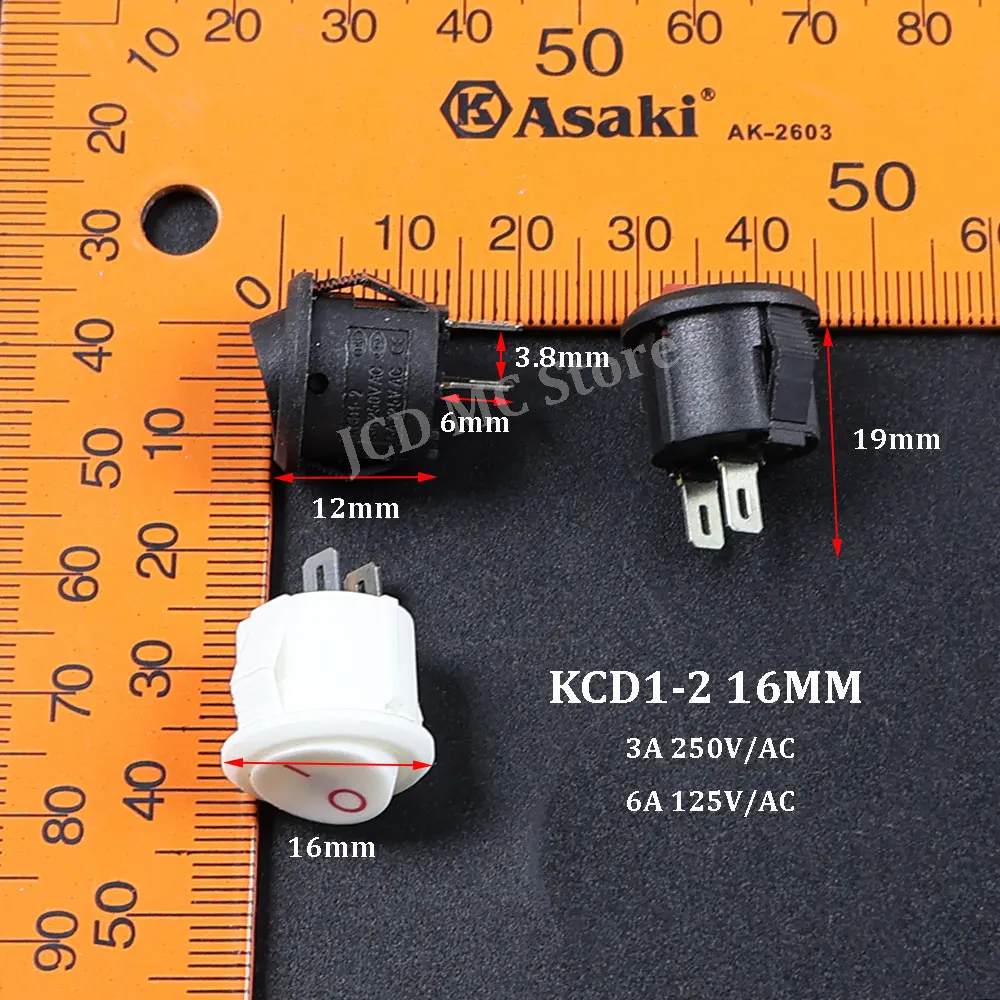 

2/5/10PCS 16MM Diameter 2PIN RED white black MINI ROUND Push Button rocker Switch 3A/250V 6A/125V ON/OFF boat power switches
