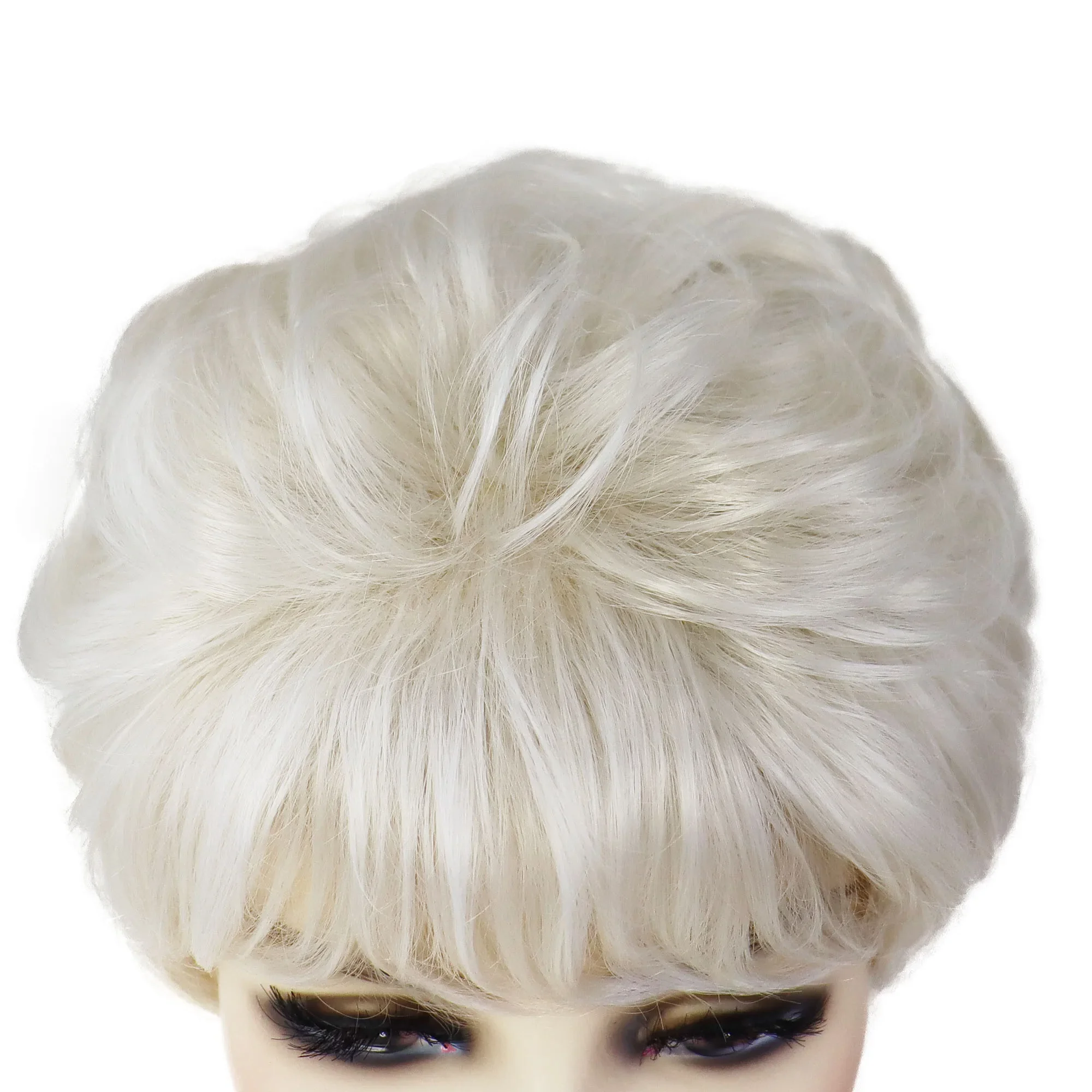 GNIMEGIL Synthetic Short Curly Hair Wig with Bangs Platinum Blonde Mommy Wig Female Cosplay Natural Hairstyle Daily Elder Wig