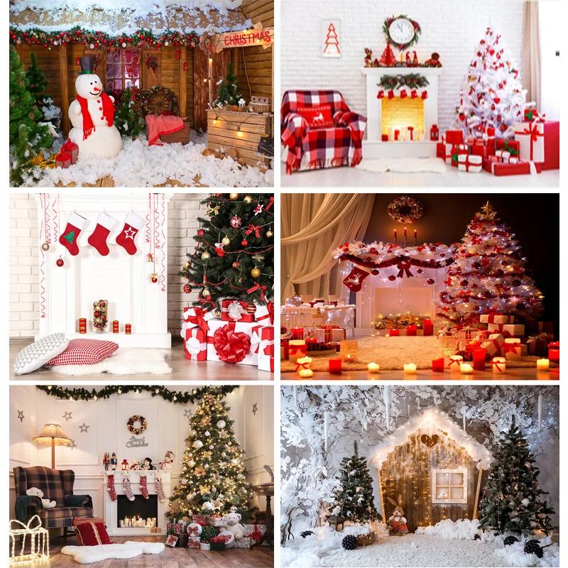 

SHENGYONGBAO Christmas Day Photography Background Snowman Christmas Tree Portrait Backdrops For Photo Studio Props YXX-91