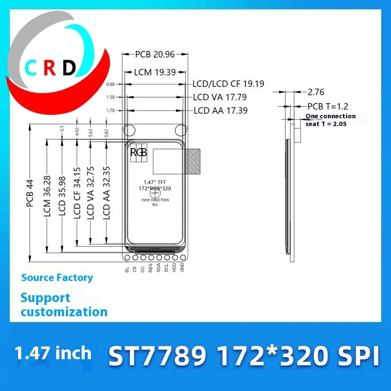 Chanruida 1.47 polegadas TFT LCD 172 × 320 módulo ST7789P3 serial SPI display LCD tela colorida oled arduino display tft
