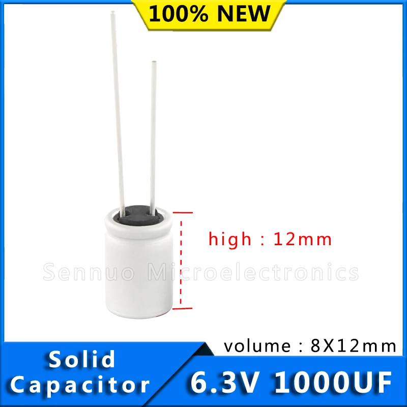 10PCS  6.3V  1000UF  New Motherboard Graphics 1000uf 6.3V 8x12 Card Solid Capacitor Solid Electrolytic Capacitor Super Low ESR
