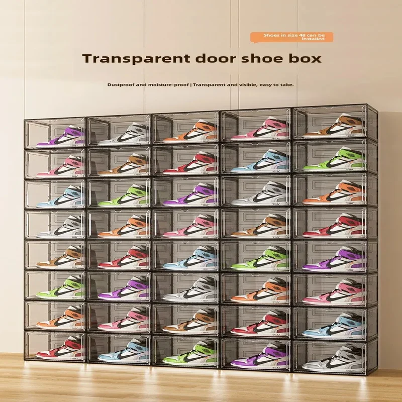 

Simple flip combination shoe cabinet, magnetic absorption box for household dormitories, non-transparent shoe box
