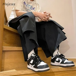 Men Pants New Fashion Solid Color Baggy Japanese High Street Chic Ankle Length Culotte Trousers Students Aesthetic Techwear