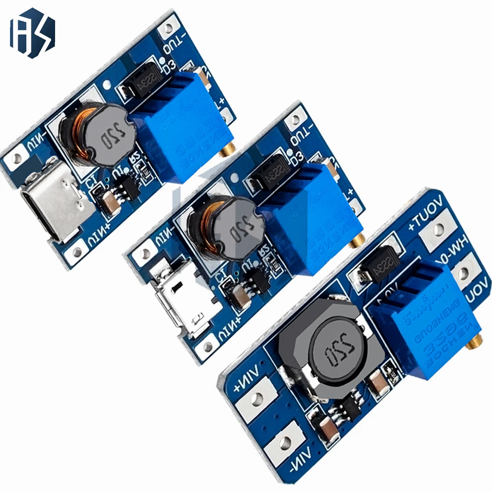 MT3608 type-c/micro 2A Max DC-DC Step Up Power Module Booster Power Module 3-5V to 5V/9V/12V/24V