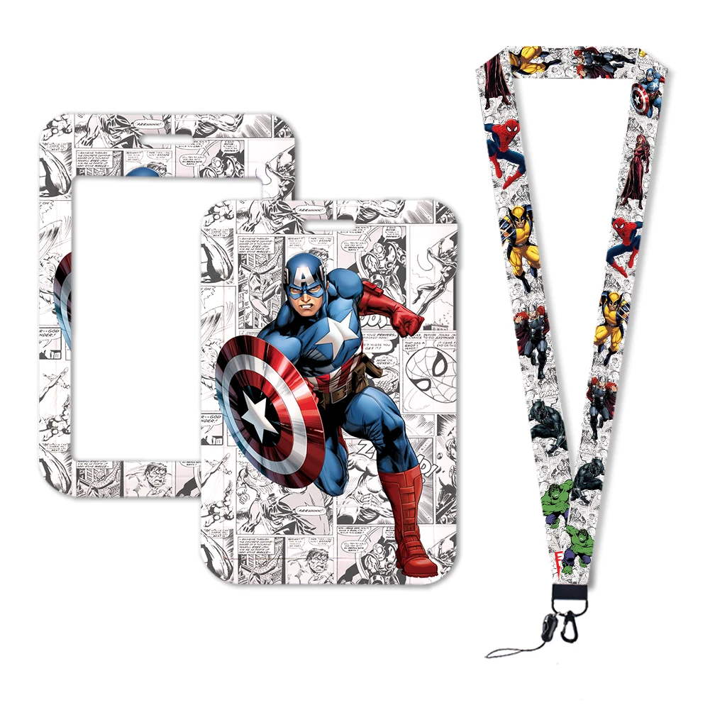 Disney Superhero ID Card Holder for Men, Business Lanyards, Gola Strap, Caso Cartão de Crédito, The Avengers Boy Badge Holder, Clipe Retrátil