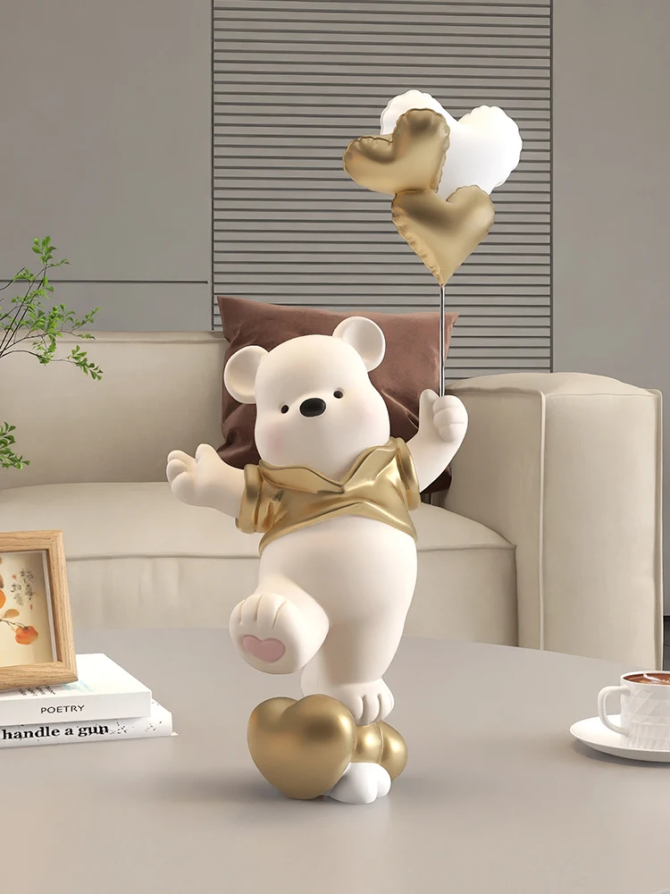 Cute Vitality Bear Statue Desktop Decoration Living Room TV Cabinet Wine Cabinet Home Decor Birthday Gift Resin Animal Sculpture