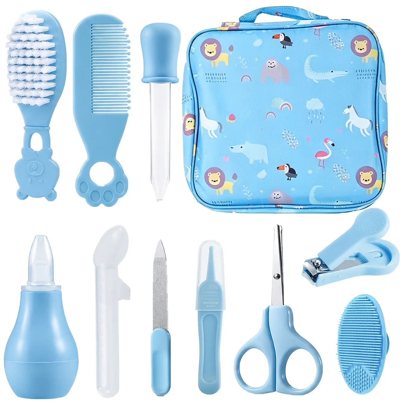 11pcs Baby Grooming Kit Infant Baby Care Set with Hair Brush Comb Nail Clipper Nail File,Baby Essentials Kit for Newborn baby
