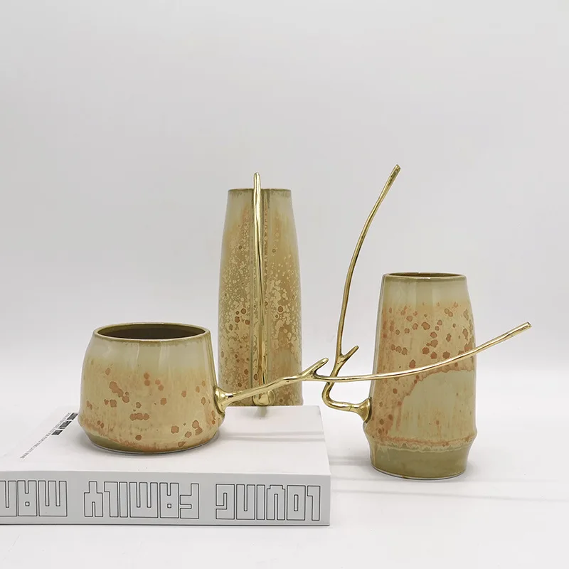 New Chinese style living room model room creative ornament ceramic vase flower ware home TV cabinet tea room soft decoration