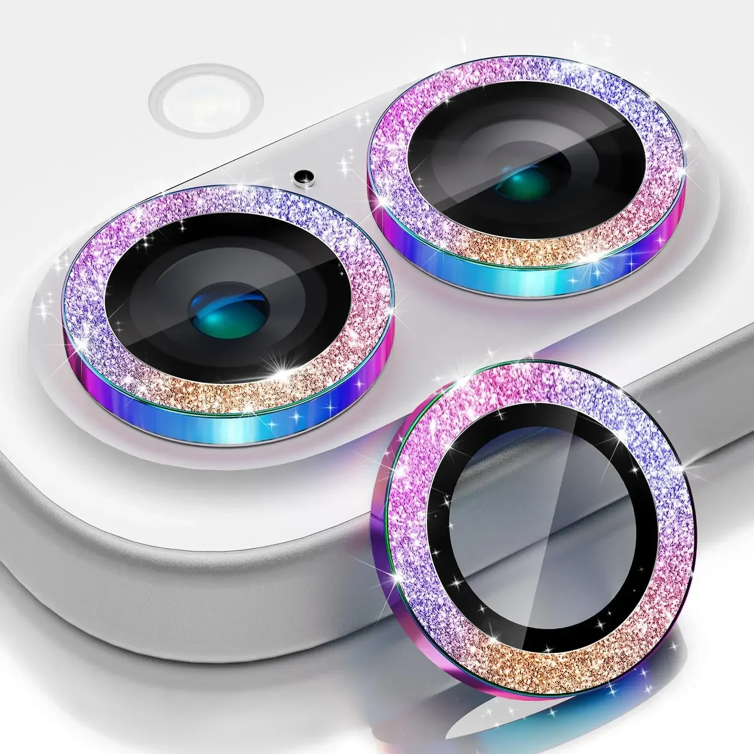 2-3 Stück für IPhone17 16 15 Pro für IPhone 14 Plus Kameraobjektivschutz Bling, [Glitzerdekoration] Ultra-HD-Glasabdeckung, Metall