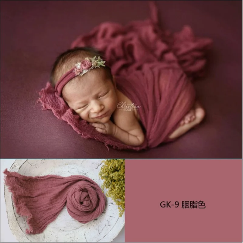 Newborn Basket Photography Props Soft Cotton Gauze Baby Swaddle Blanket Infant Studio Photo Seersucker Wrap Backdrop Accessories