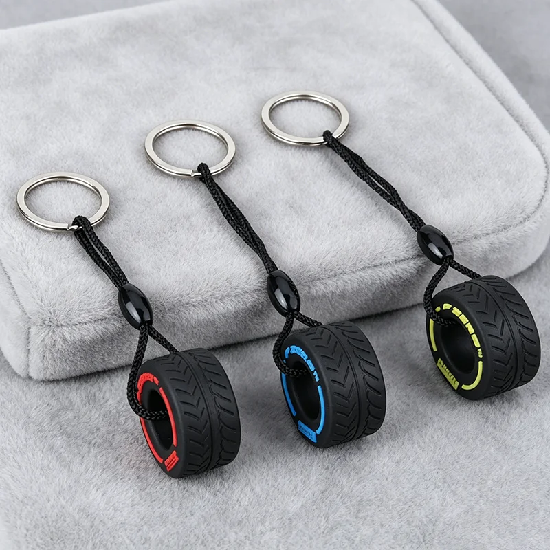 Stylish Soft Rubber Tire Keychain Apparel Accessories Unisex Backpack Car Key Hanging Trinket Hiphop Cool Couple Pendant Keyring