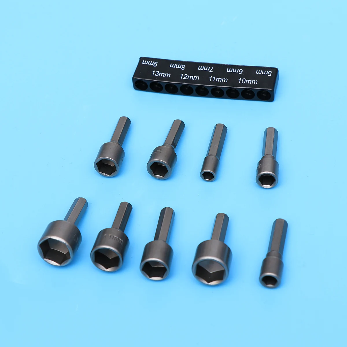 

9 Pcs Screwdriver Bits for Drill Socket Adapter Metric System Hexagon Shank 5mm 13mm Strong Inner Sleeve Chrome Vanadium