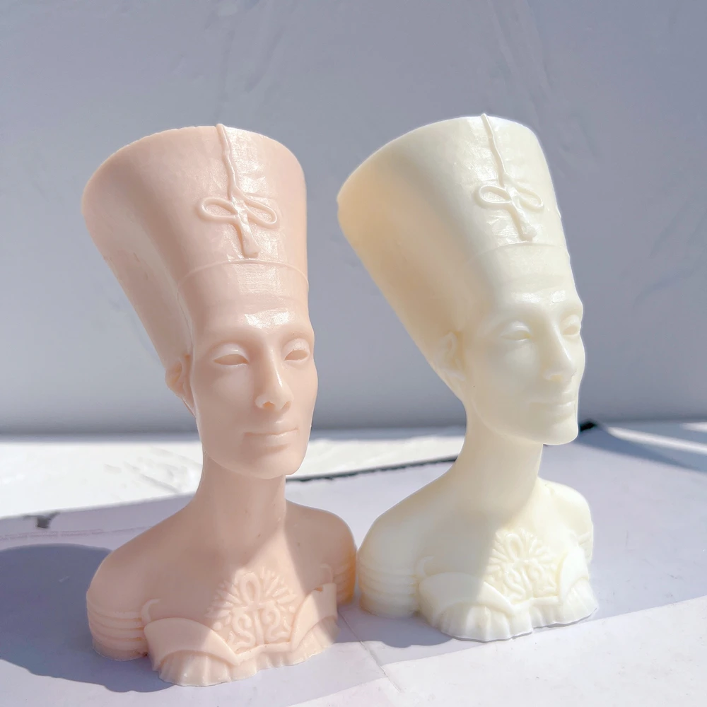 Figure Decor Egypt Nefertiti Egyptian Statue Silicone Candle Mold Ancient Mythology Sculpture Soy Wax Mould