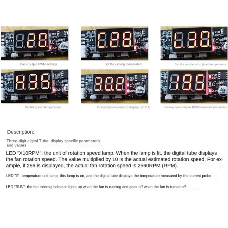 DC 12V PWM 2-3 kawat pengendali suhu kipas modul Tampilan pengatur kecepatan untuk PC kipas/Alarm