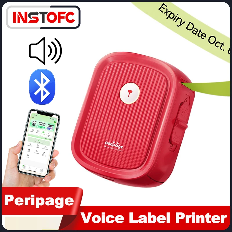 Peripage P10 Label Printer Bluetooth Voice Printing (Only English) Offline Date Push-up Button for Cutting Machine for Life