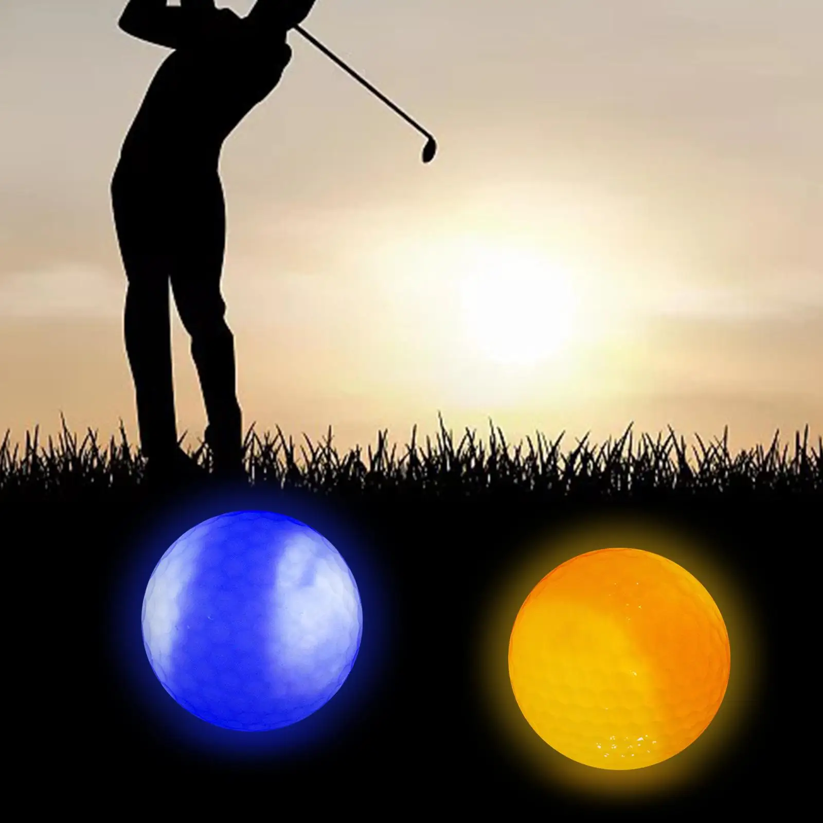 2 Pcs Flashing Luminous Golf Ball LED Night Light Training Practice