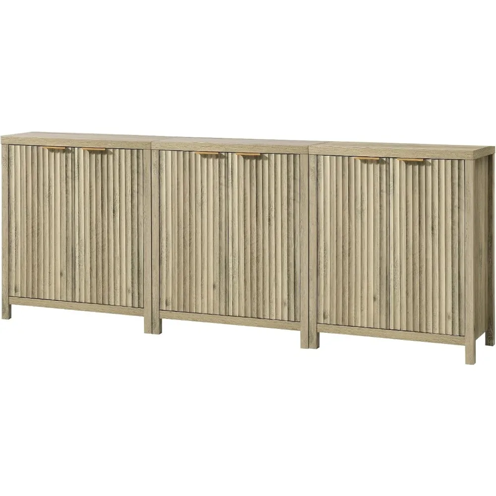 Sideboard with fluted sideboard with adjustable shelves, multifunctional console cabinet, modern decorative cabinet