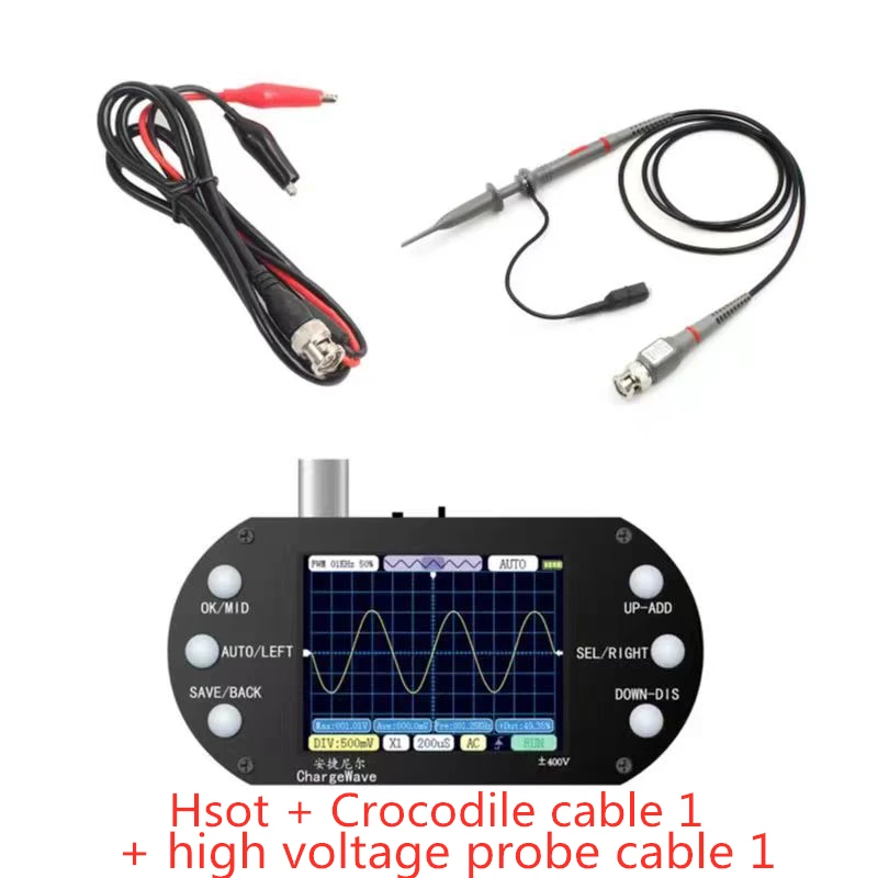 Mini Handheld Digital Oscilloscope 2.5MHz Sample Rate 500KHz Bandwidth Support AUTO 80Khz PWM for Electronic Repair DIY