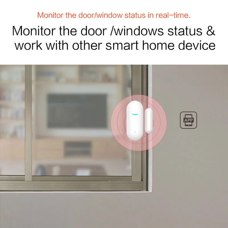 Tuya WiFi Door Window Sensor White Open / Close Detector APP Reminder Work With Tuyasmart APP Compatible With Alexa Google Home