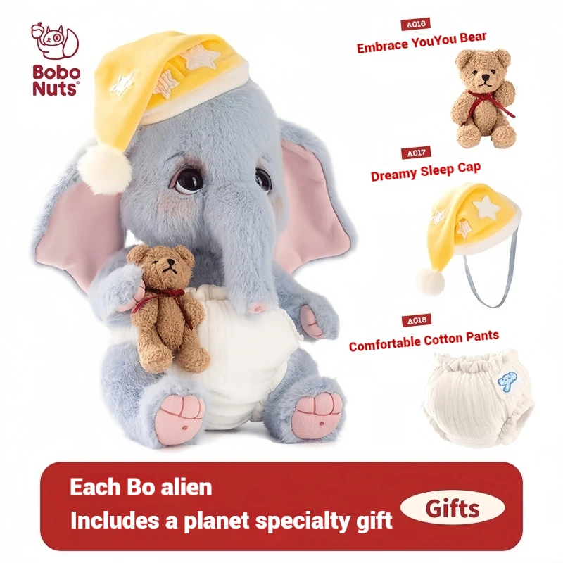 Genuine Bobonuts Rubii Elephant Plush Toys Comforting Stuffed Dolls Furry Companion Animal for Children Girls festival Gifts