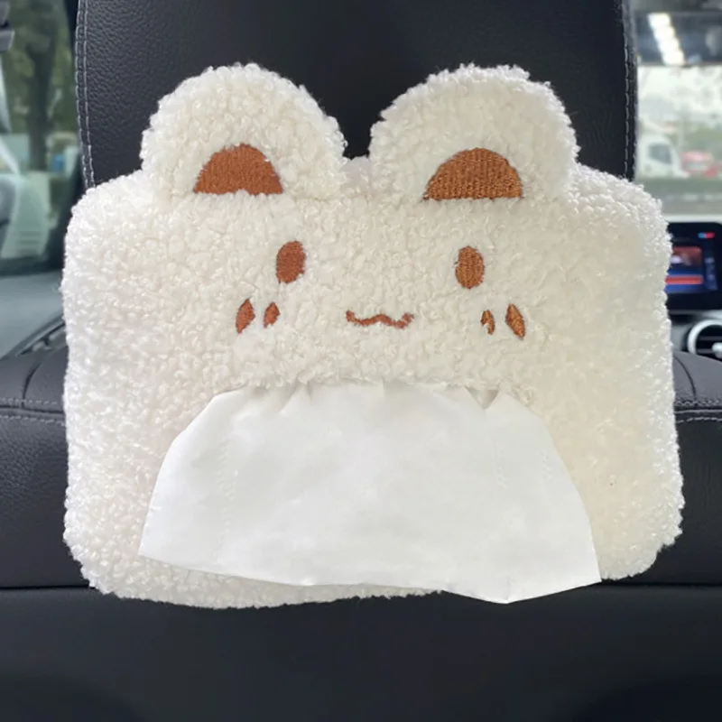 Cute Cartoon Bear Penguin Pig Chick Tissue Box Plush Napkin Holder Universal Car Room Paper Cover Animal Decoration Bracket