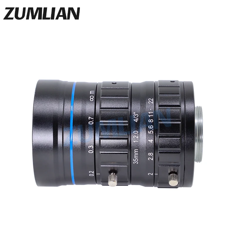 ZUMLIAN 4/3Inch Lens 35mm C-Mount 12MP Lens Large Sensor Size F2.0 Manual Iris Lens for ITS High Resolution or Industrial Camera