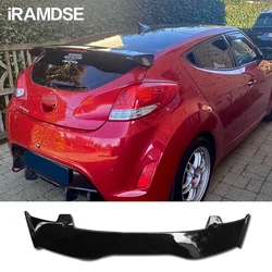 Black Spoiler for Hyundai Veloster Rear Trunk Wing 2011 To 2020 Type F Carbon Surface ABS Material Tail Roof Spoiler