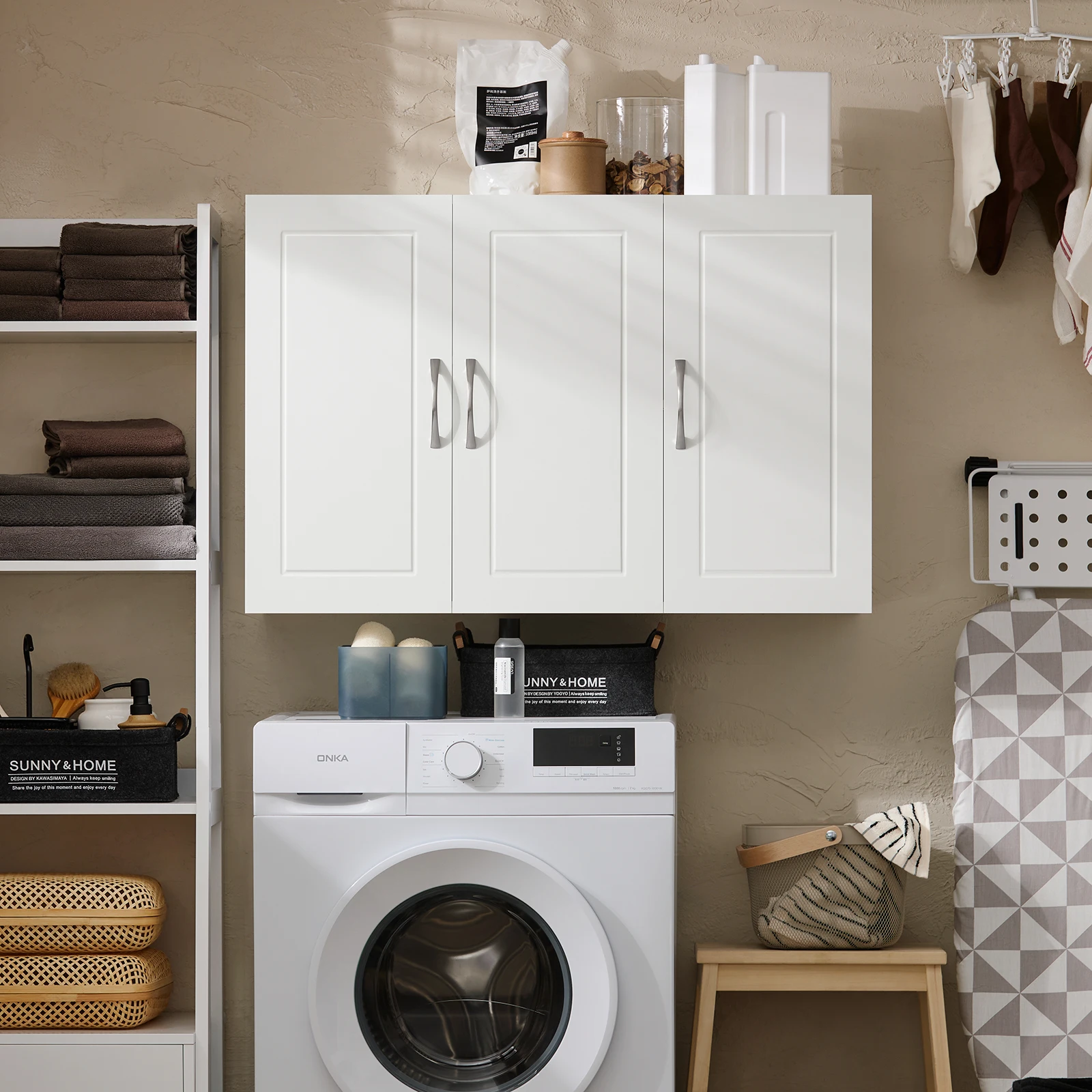 SoBuy FRG231-L Armario colgante Armario de baño Armario de pared colgante con estante ajustable Baño cocina salón 90x60x30cm