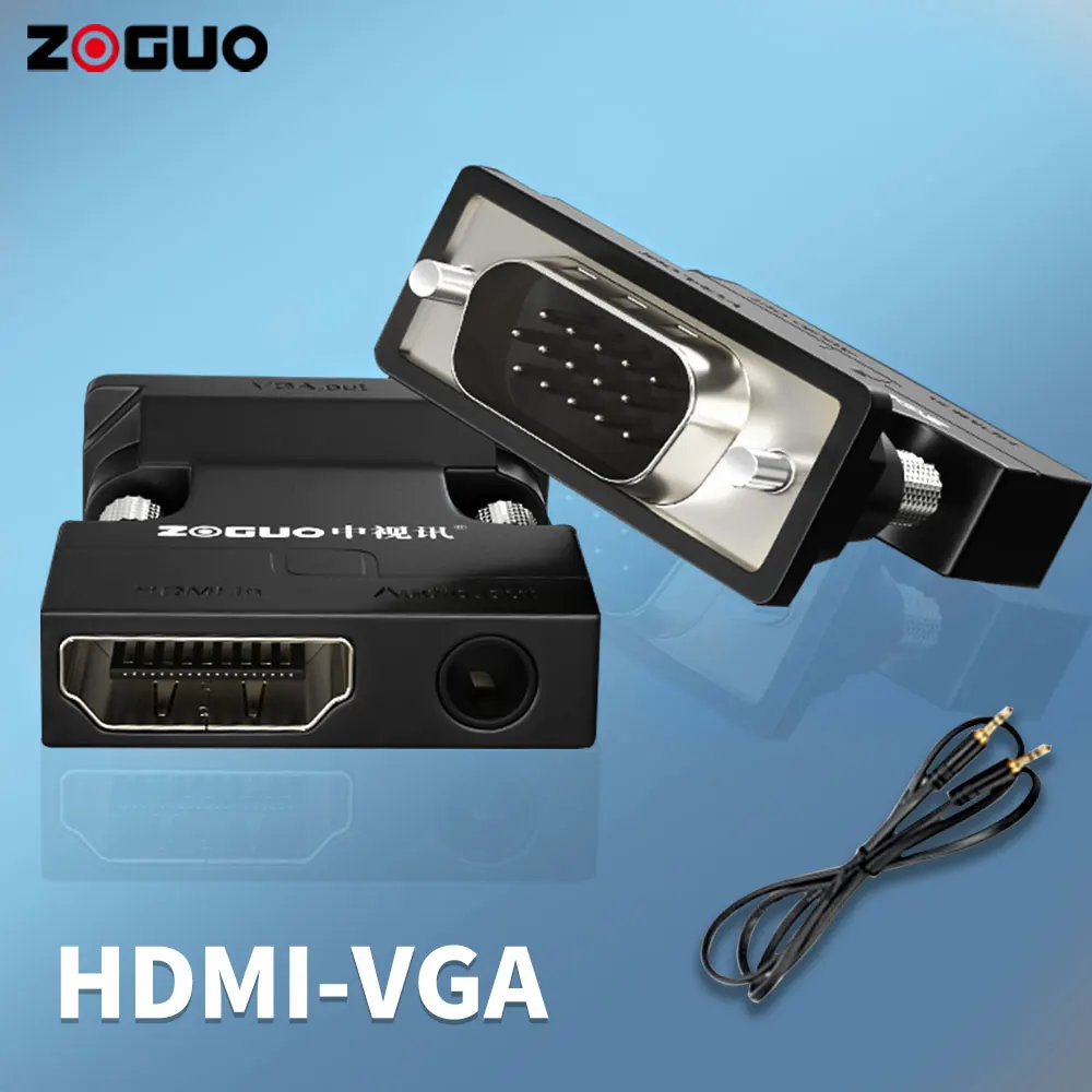 

ZOGUO Hdmi-compatibel Naar Vga Adapter Hd 1080P Met 3.5Mm Audio Kabel Voor Pc Laptop Naar Hdtv Projector Video Audio Converter