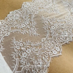 Width 45CM High Quality Thick Eyelash Lace Trim Lace Fabric Soft Off White & Black 1 Piece=3 Meters