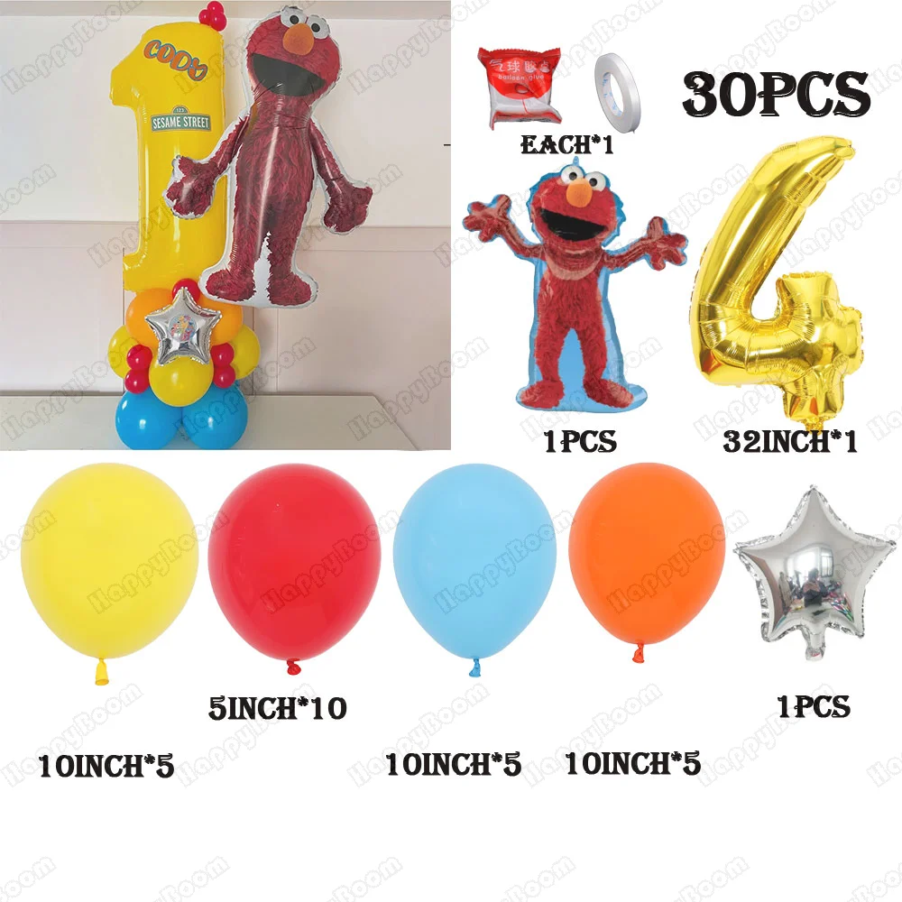 30 قطعة لطيف السمسم الشارع موضوع ديكور الحفلات إلمو بالون لوازم الحفلات الكرتون احباط بالون طفل عيد ميلاد سعيد ديكور حفلات اللعب #5