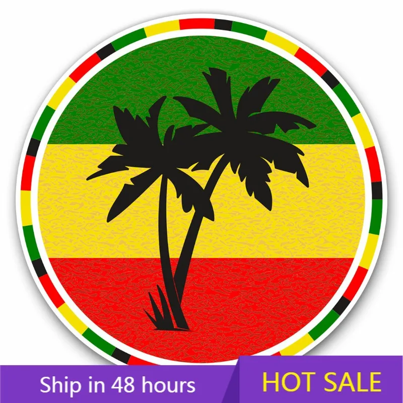 Jamaica Rasta Palm Tree Flag Vinyl Decal Aesthetic Stickers Window Phone Trunk Windshield Ebike Sticker