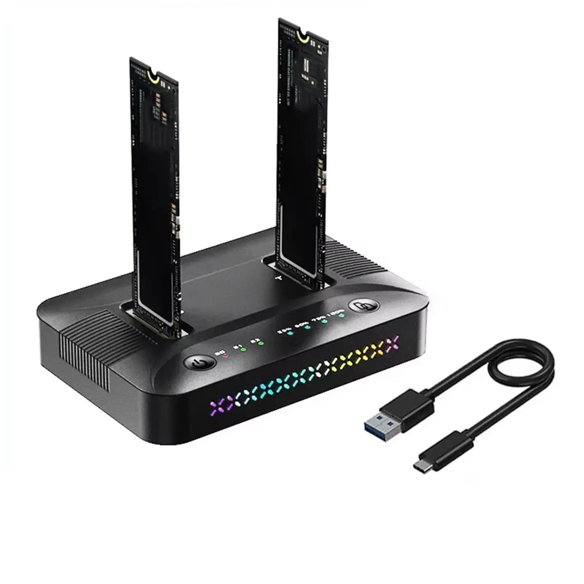 [VALUE PACK]M.2 NVMe/SATA Dual-Bay Hard Drive Docking Station Offline Clone Hard Disk M.2 SSD Duplicator USB3.2 GEN2 SSD Adapter