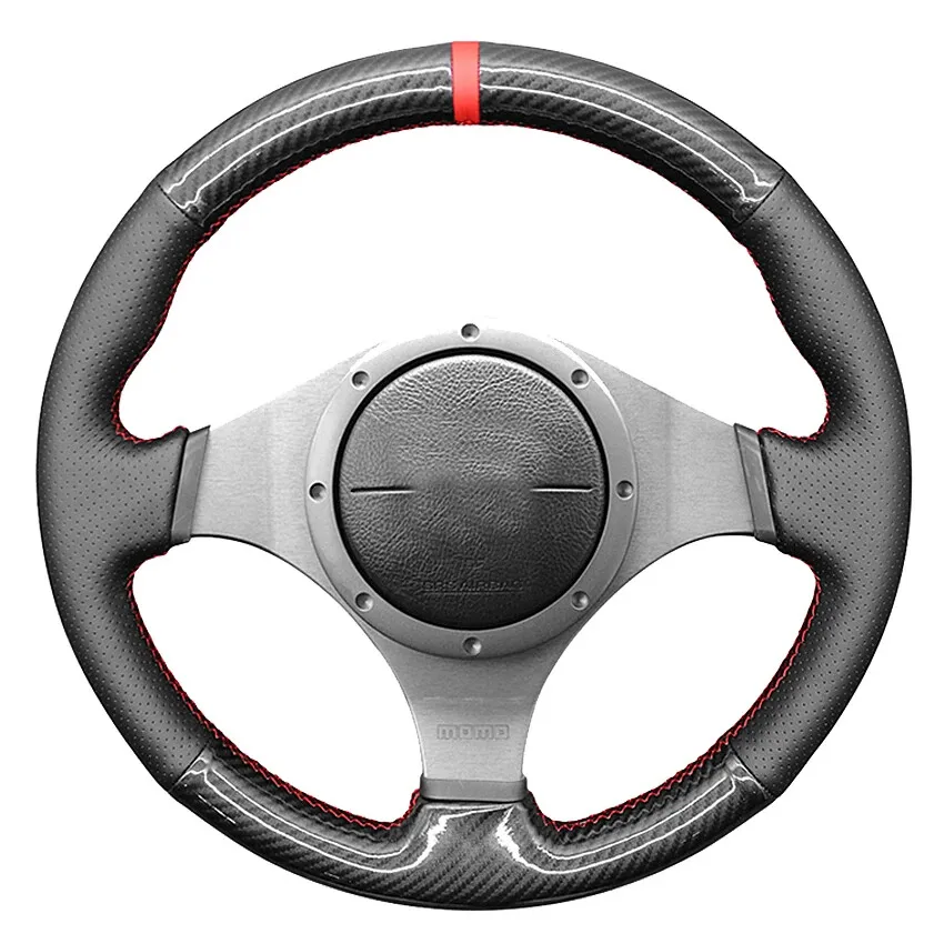 

DIY Hand Sewn Non-slip Carbon Fiber Leather Steering Wheel Cover For Mitsubishi Lancer Evolution 8 2003 Car Interior Accessories