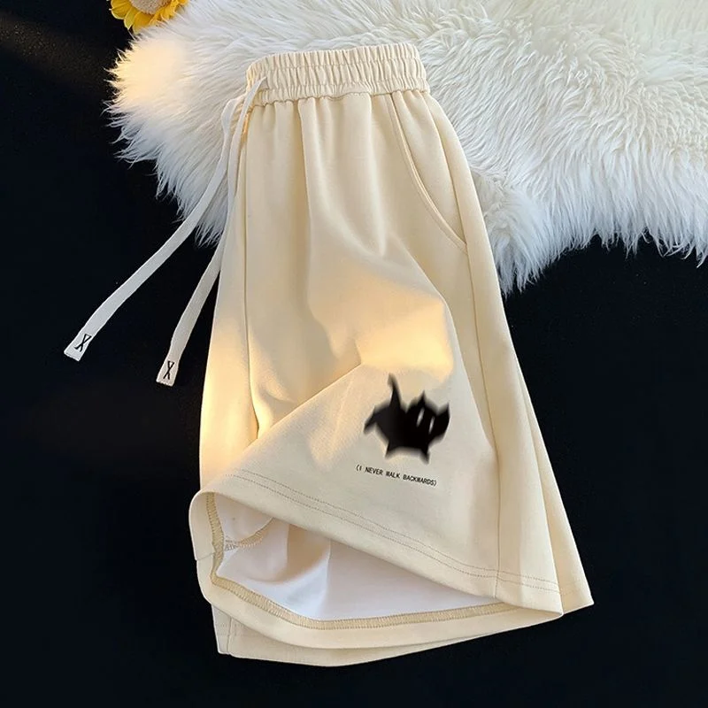 Y2k Hip Hop Cute Cat Men's Shorts Summer New Loose Fashion Brand Casual Wide Leg Pants 90s Vintage Streetwear Trousers Male Y 2k