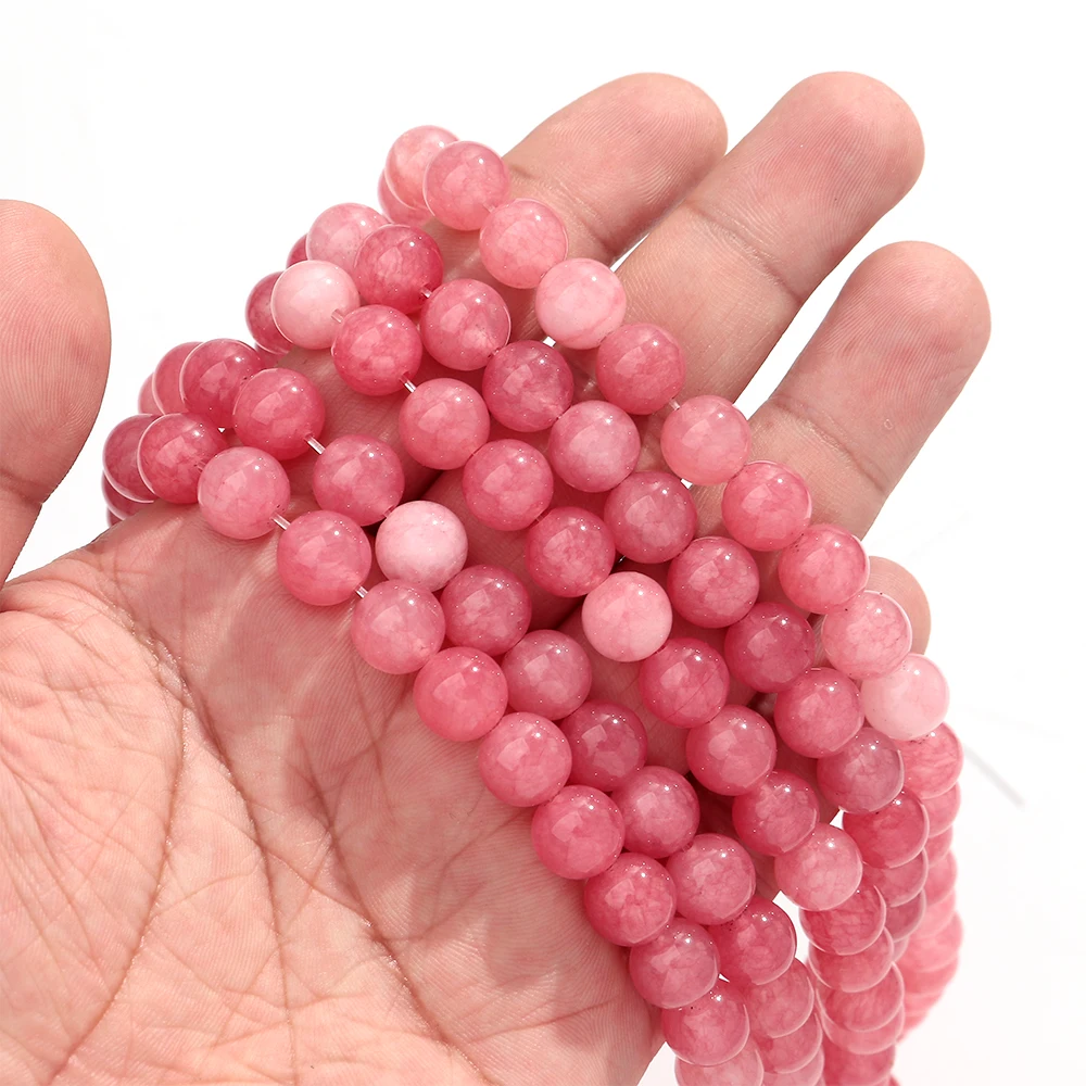 1 Fio de Pedra de Jade Persa Natural Rosa 4/6/8/10mm, Conta Solta Espaçadora para Fabricação de Joias, Acessórios DIY para Pulseiras e Colares