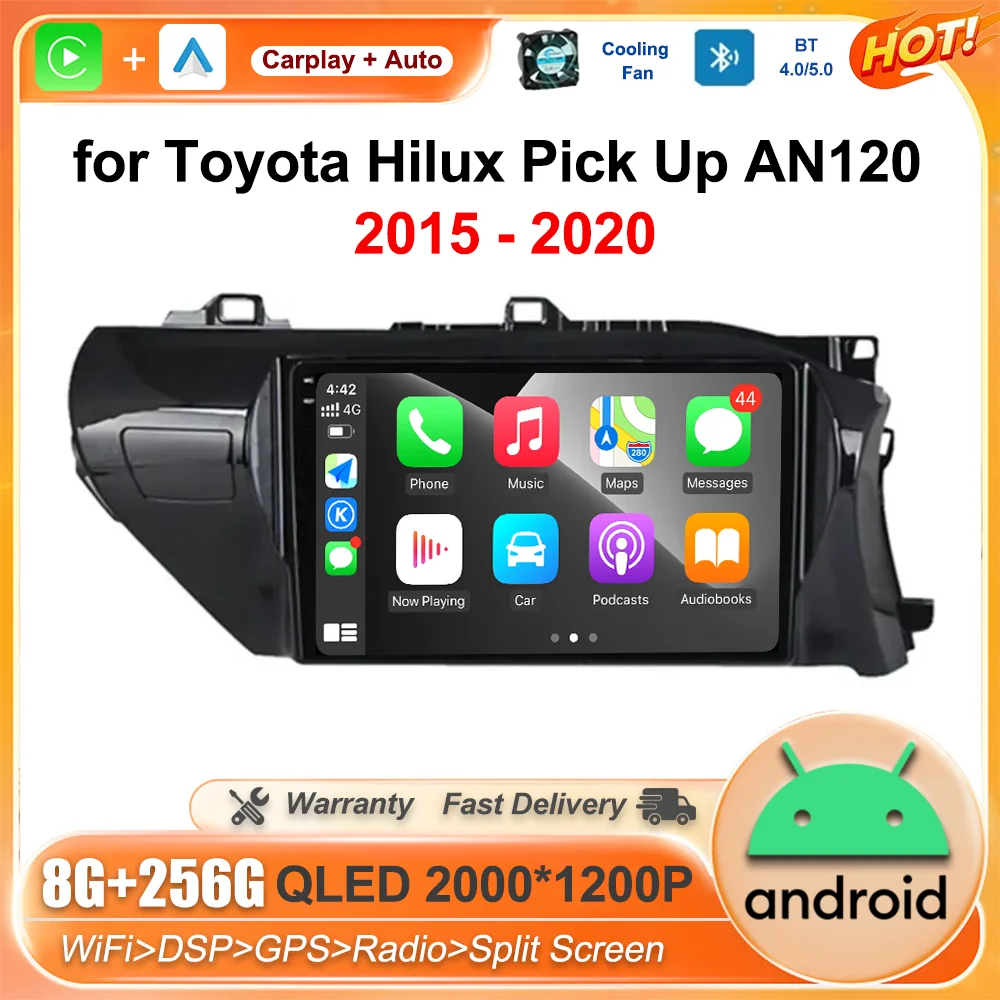 

Android OS GPS Navi для Toyota Hilux Pick Up AN120 2015 - 2020 беспроводной 4G BT автомобильный радиоприемник, мультимедийный плеер 10 дюймов, правый руль