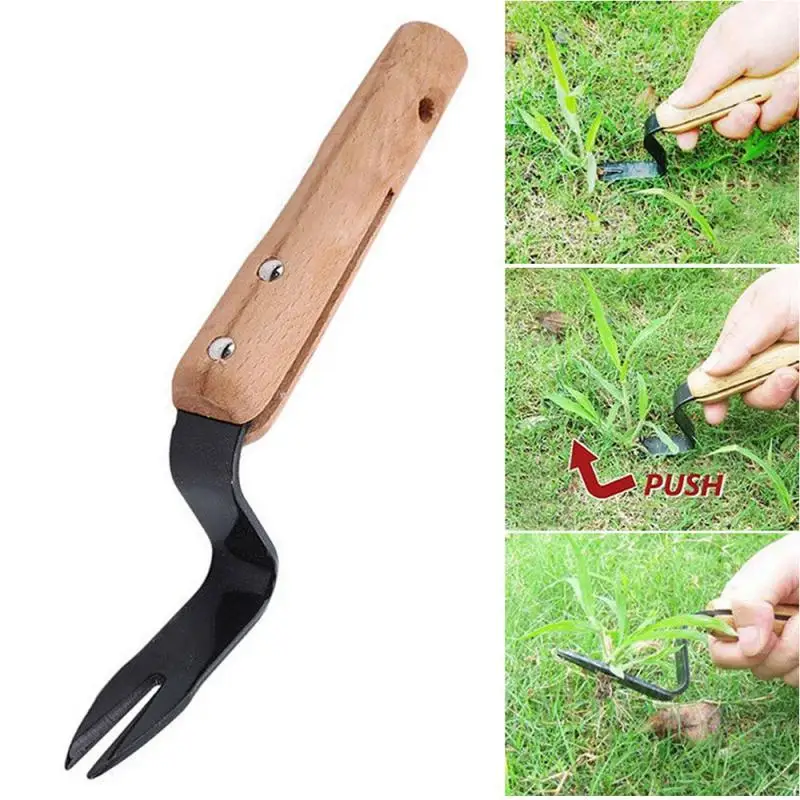 OnBrook-herramienta Manual de deshierbe, extractor de malezas de acero inoxidable para jardinería, herramienta Manual de deshierbe con mango de madera