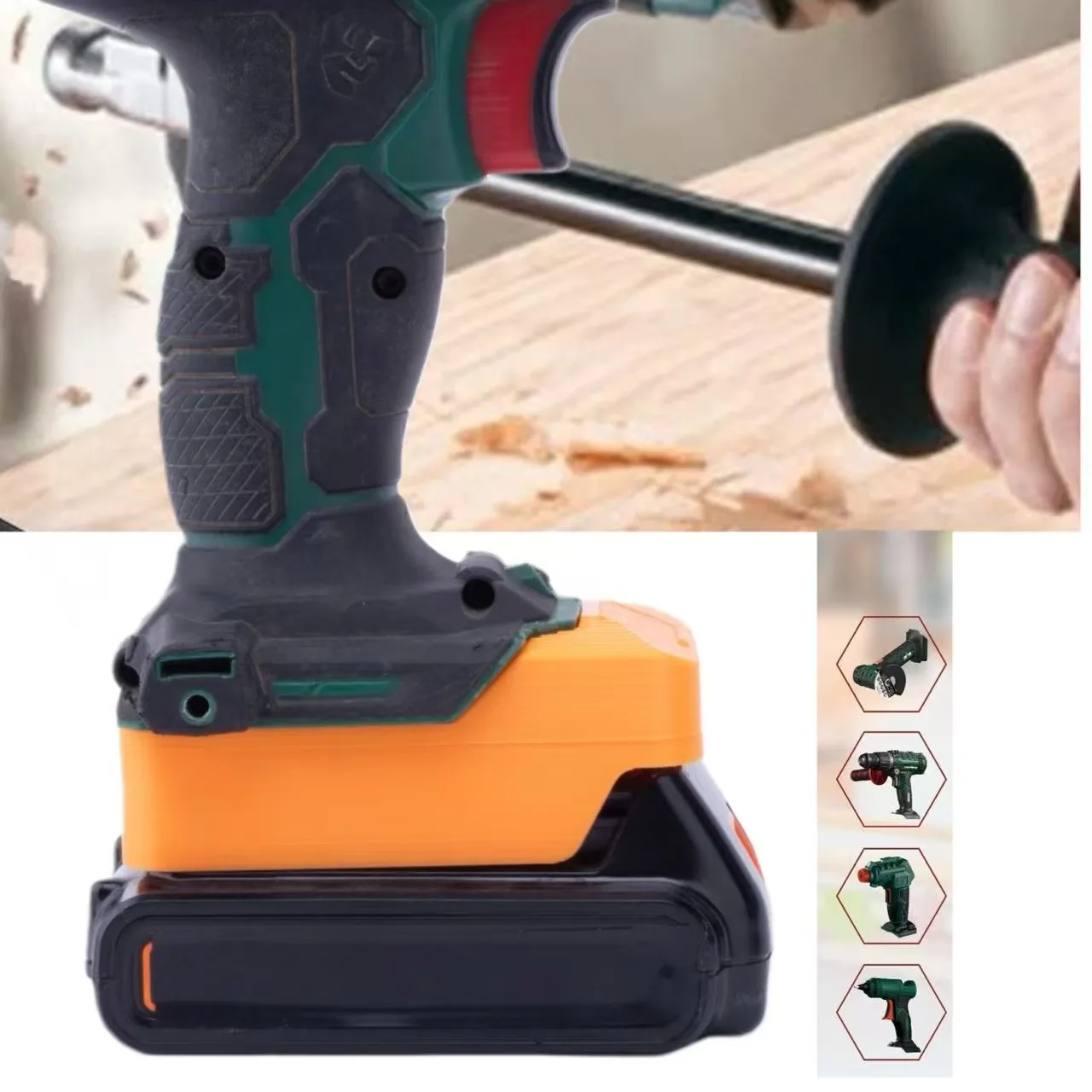 

Адаптер-конвертер для аккумуляторов 18В (Porter-Cable/Stanley) и 20В (Black & Decker) Li-ion для электроинструментов Parkside