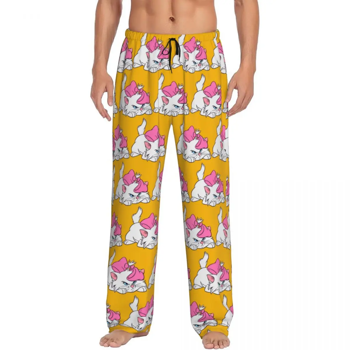 

Custom Printed Cartoon Aristocats Animation Marie Cat Pajama Pants Men's Sleep Sleepwear Bottoms with Pockets