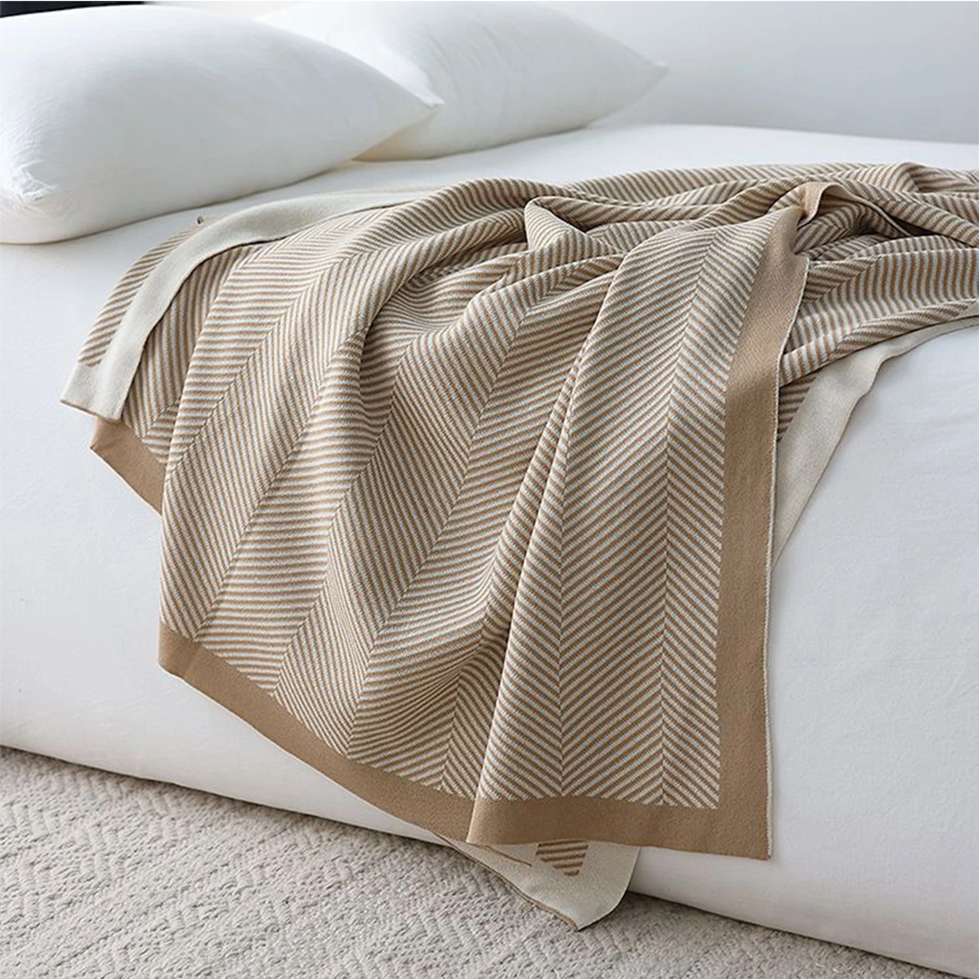 

Nordic Stripe Knitted Blanket Throw Sofa Leisure Cover Homestays Bed End Towel Soft Blanket Warm Winter Shawl Hotel Bedspread