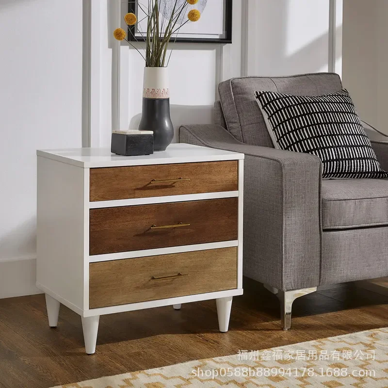 for New Custom White and Log Color Three Drawer Bedside Table